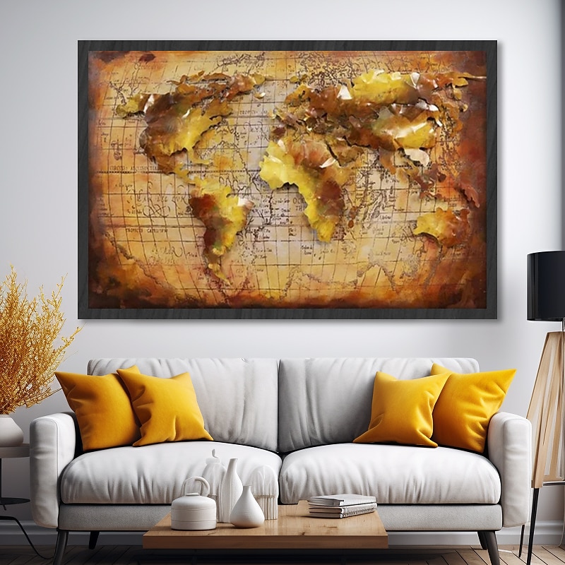 wereldkaart wordt afgedrukt kunst aan de muur moderne foto home decor muur opknoping cadeau gerold canvas ingelijste niet uitgerekt 2025 - $45.99 –P17