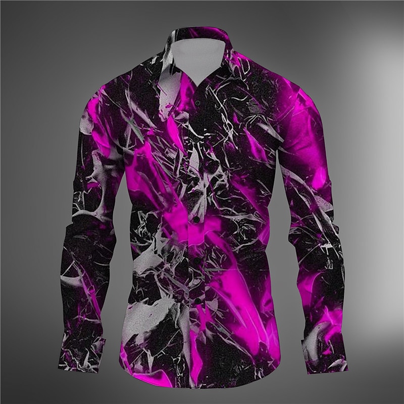 Homme 3D Print Formes Géométriques Chemise Chemise boutonnée manche longue Abstrait Usage quotidien Sortie Fin de semaine Automne hiver Col rabattu Imprimer Bouton bas Jaune Rouge Bleu Violet Vert de 2025 ? $26.99 –P4