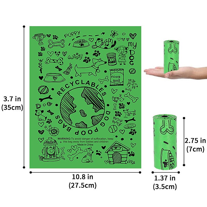 1 stk kjæledyr søppelposer maisstivelse biologisk nedbrytbare hundegjødselposer komposterbar fekal oppsamlingspose dispenser 2025 - $11.01 –P7