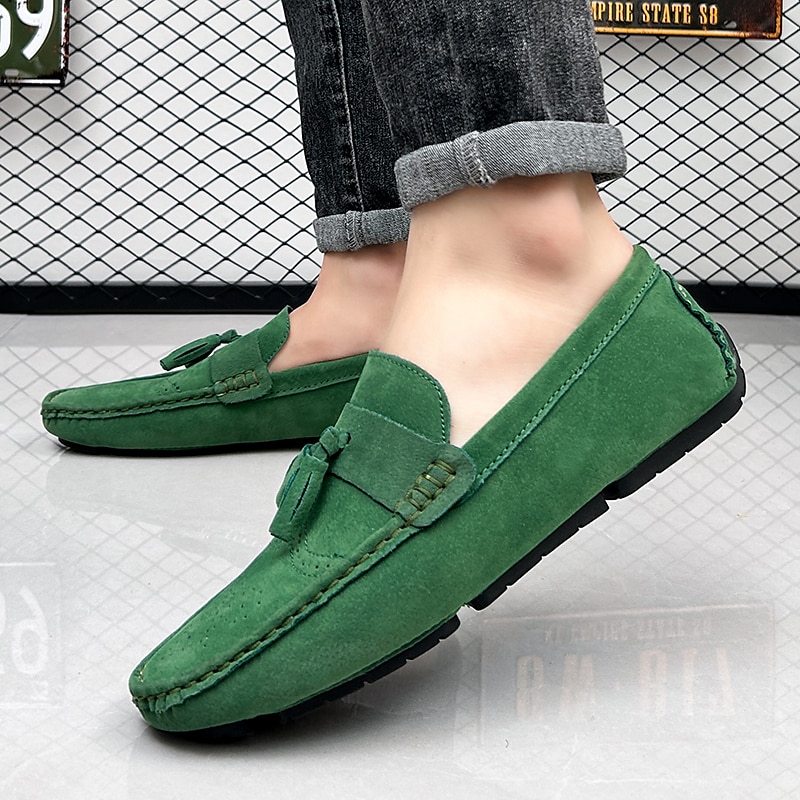 Grüne Wildleder-Loafer für Herren – lässige Schlupf-Mokassins mit rutschfester Sohle zum Autofahren & für den Alltag 2025 - $34.99 –P2