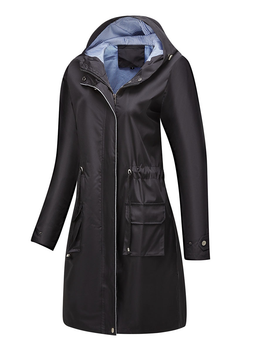Dam Trenchcoat Utomhus Gata Dagligen Höst Vinter Lång Täcka Normal Regnsäker Håller värmen Andningsfunktion Stylish Nutida Ledigt Jacka Långärmad Slät Snörning Med fickor Svart Gul Vin 2025 - $62.99 –P8