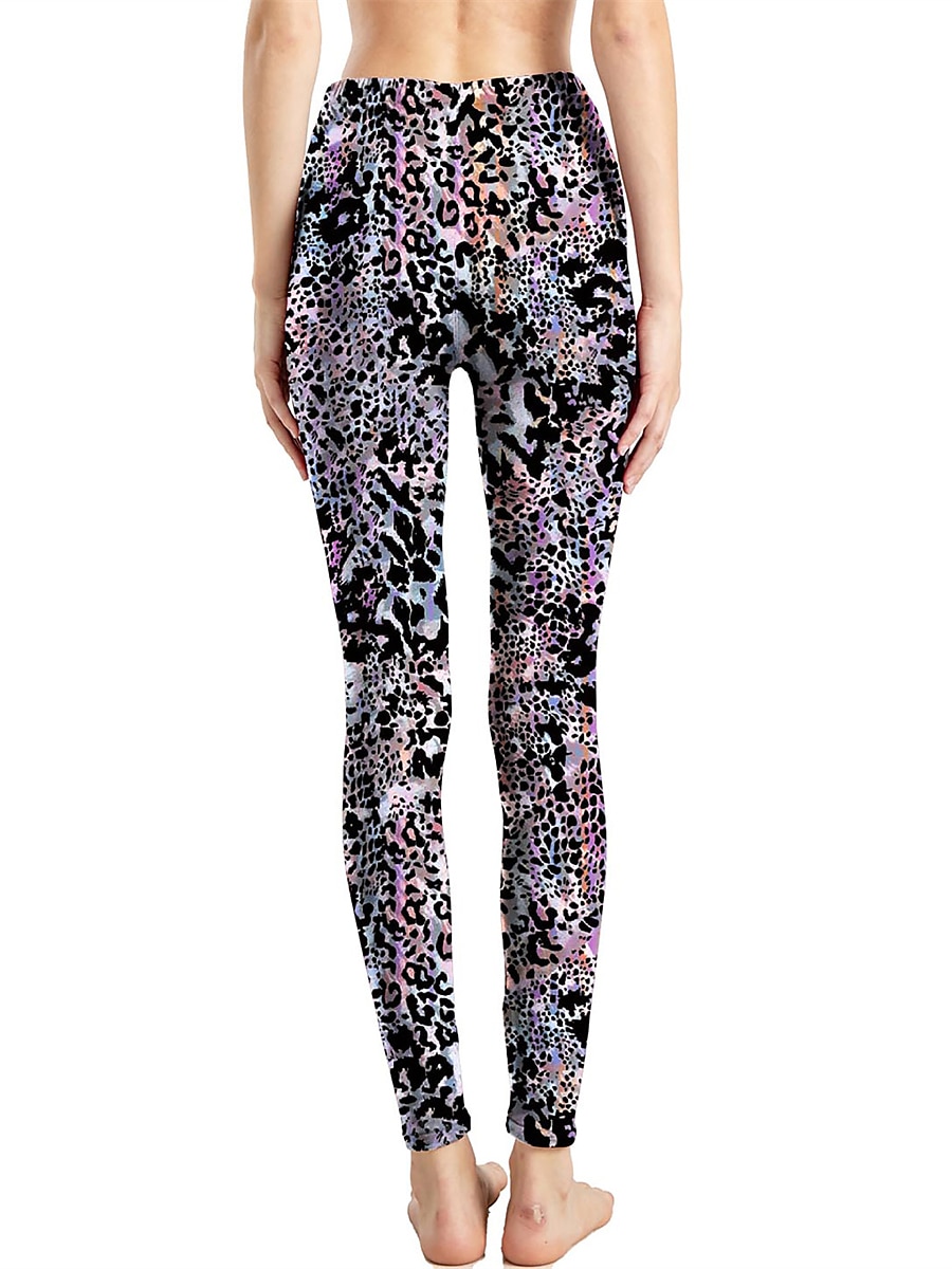 Women's Leggings Active Fashion Full Length High Waist Leopard Gradient Snake Print Elastic Waist Print Breathable Soft Comfortable Micro-elastic Outdoor Vacation Home Leopard Print 0358 blue and 2025 - $13.99 –P17