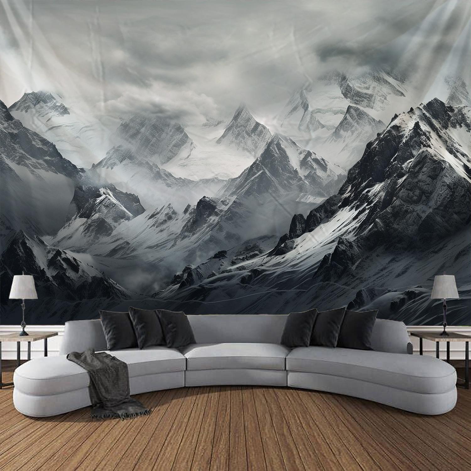 Tapiz colgante de montaña nevada, arte de pared, tapiz grande, decoración mural, fotografía, telón de fondo, manta, cortina, decoración para el hogar, dormitorio y sala de estar 2026 - $20.99 –P2