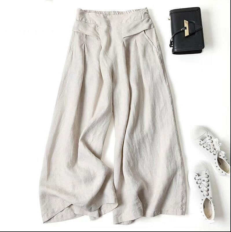 Women's Normal Wide Leg Classic Flowy Full Length Natural Wide Leg Classic Basic Inelastic Causal Daily Wear Black White Yellow Navy Blue Fall Winter Loose Fit 2025 - $24.99 –P2