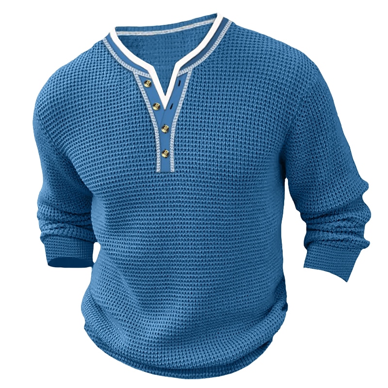 Férfi Póló Gofri Henley ing Henley ing Tee Top Hosszú ujjú ing Színes Henley Utca Vakáció Hosszú ujj Kollázs Ruházat Divat Dizájn Alap 2025 - $18.99 –P1