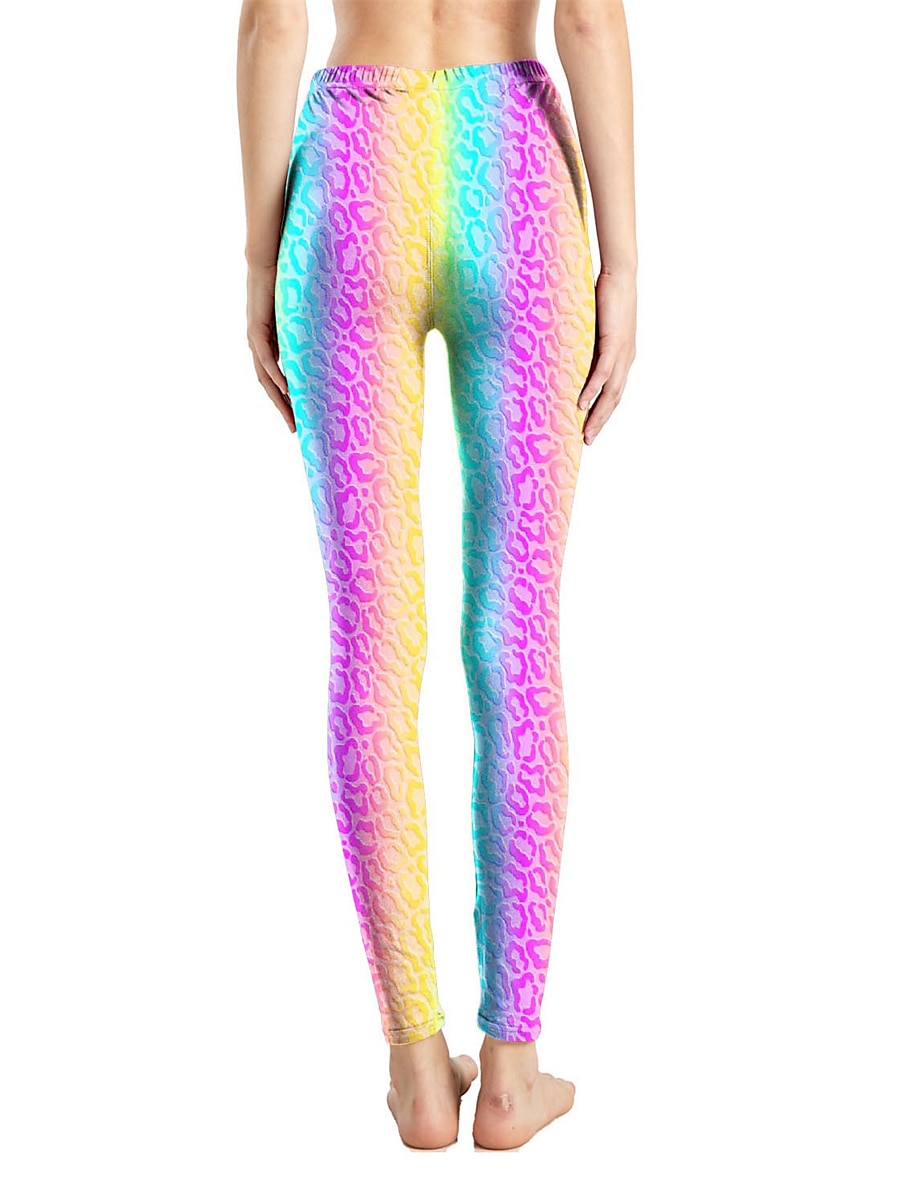 Women's Leggings Active Fashion Full Length High Waist Leopard Gradient Snake Print Elastic Waist Print Breathable Soft Comfortable Micro-elastic Outdoor Vacation Home Leopard Print 0358 blue and 2025 - $13.99 –P26
