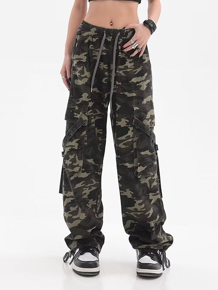 Women‘s Cargo Camo Camouflage Pants Pants Trousers Full Length Fashion Streetwear Street Daily Grey Green M L Fall Winter 2023 - US $32.99 –P2