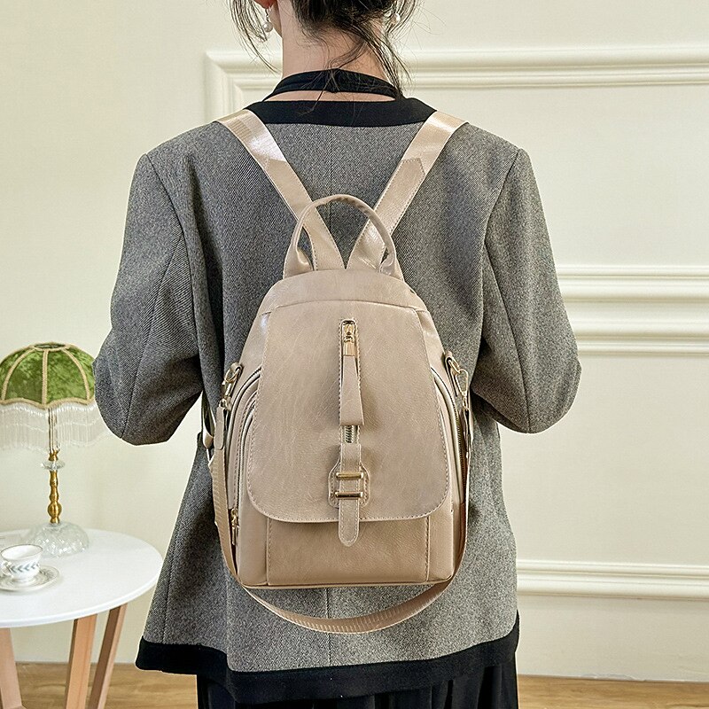 Women's Large Capacity Faux Leather Backpack – Multi-Carry Design