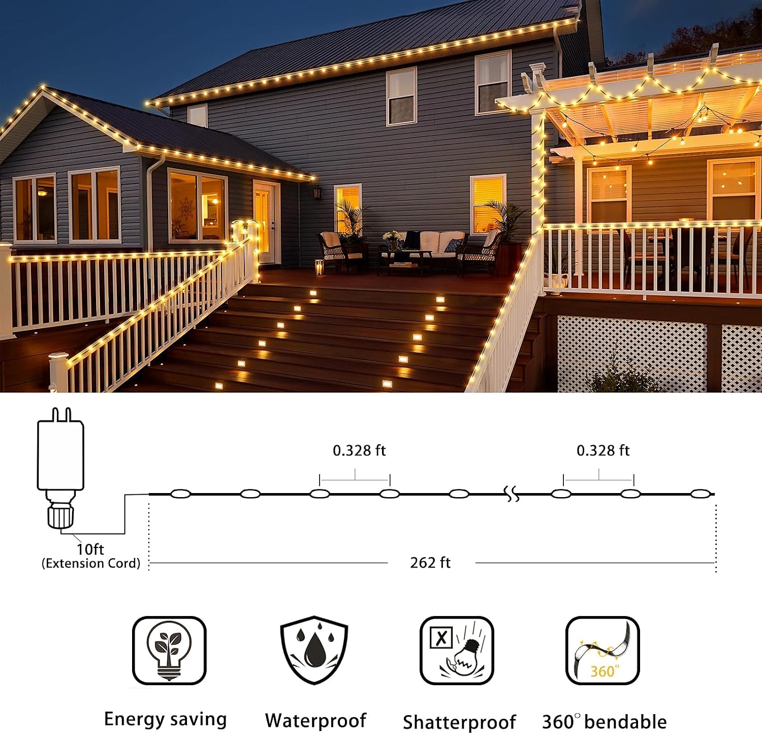 328ft 100m Flexible LED String Lights IP67 Waterproof Strips Christmas String Lights 1000 LEDs Warm White Creative String Lights Holiday Lights Party Holiday Wedding 29V 2025 - $75.99 –P4