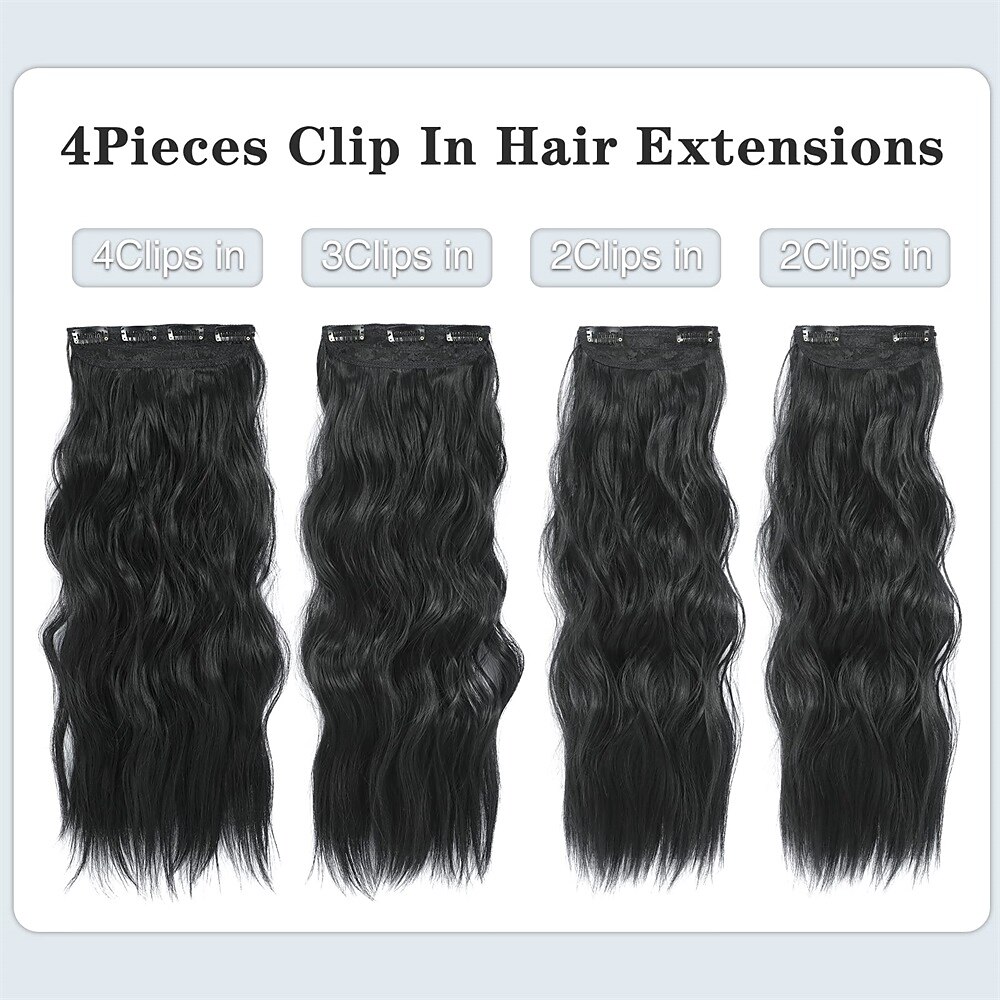 Synthetische uitbreidingen Klemmen Synthetisch haar Lang Haarextensies Clip-in 4 stuks Zacht Hittebestendig Pluizig Dames 2025 - $18.49 –P10