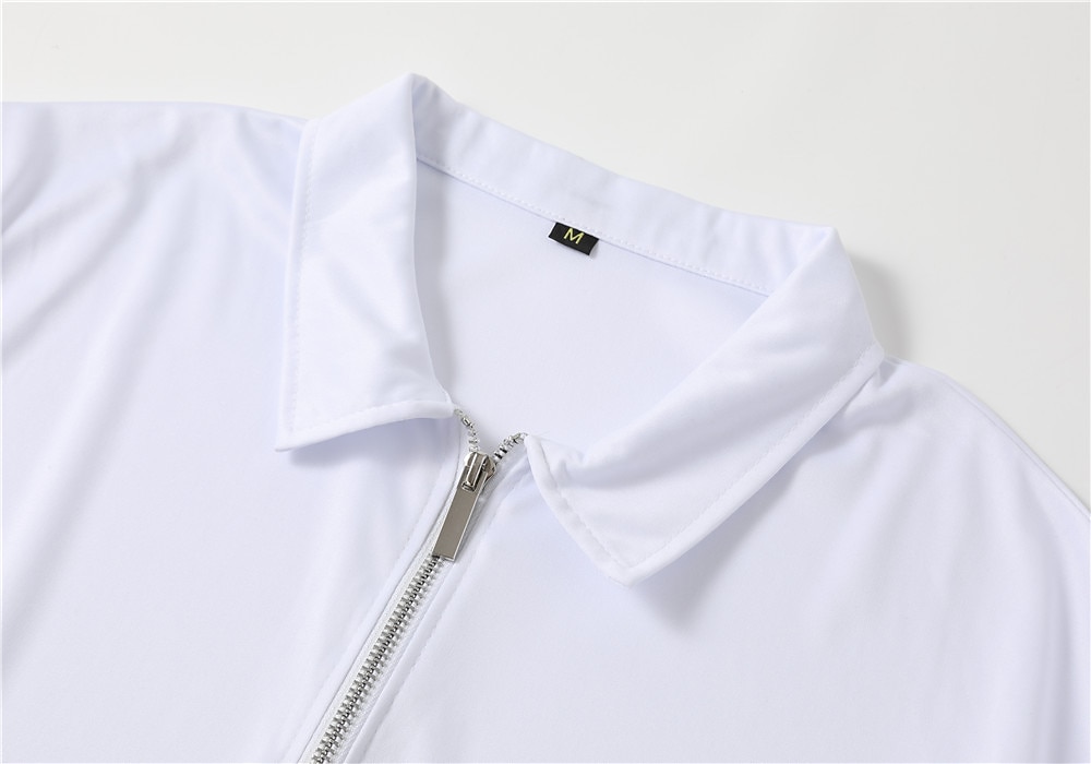 2026年 男性用 ポロシャツ クォータージップポロ カジュアル 祝日 ラペル クォータージップ 半袖 ファッション ベーシック 平織り クォータージップ 夏 レギュラー ブラック ホワイト ロイヤルブルー インクブルー ペールブルー グレー ポロシャツ  コレクション – $12.49 –P3