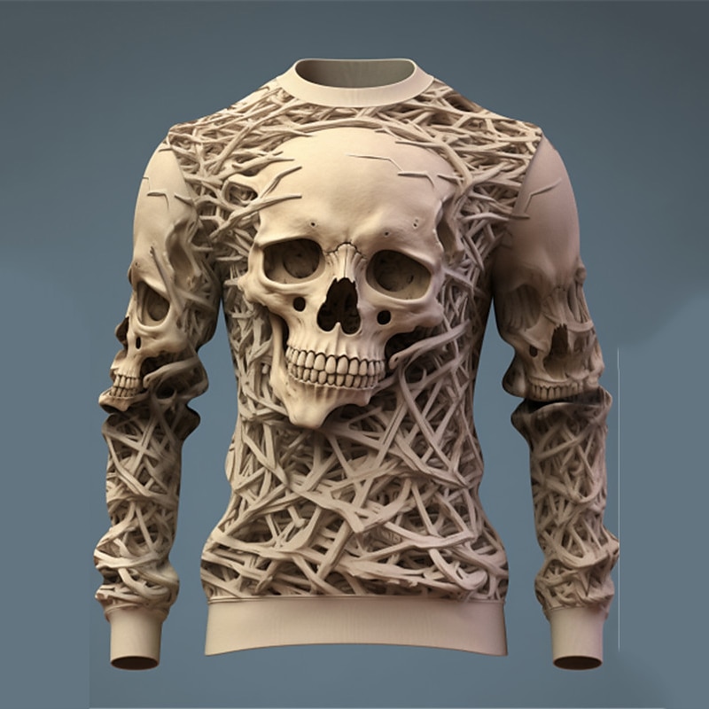Per uomo Grafico Scheletro Teschi Felpe Felpa da golf Manica Lunga Felpa Girocollo Quotidiano Casual Vintage Retrò Stampa 3D Vacanza Ferie Uscire Stampato Primavera & Autunno del 2025 a $30.99 –P3