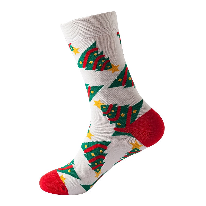 Men's 2 Pairs Crew Socks Men Socks Xmas Socks Red / Green White Color Christmas Casual Daily Basic Medium Fall / Winter Thermal 2025 - $7.49 –P4