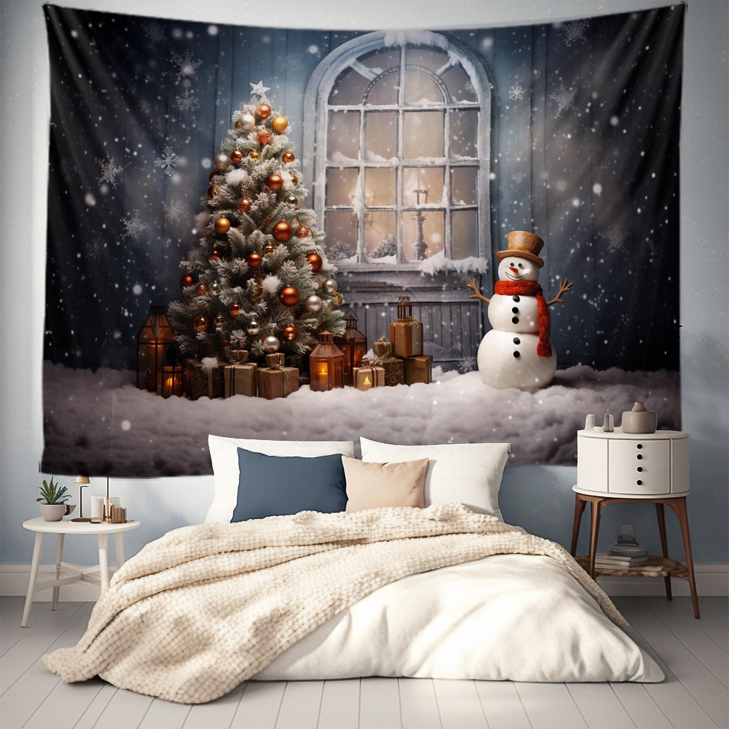kerstversiering hangend wandtapijt kerstboom sneeuwpop wandkunst kerstmis groot wandtapijt muurschildering decor foto achtergrond deken gordijn huis slaapkamer woonkamer decoratie 2025 - $15.99 -P12