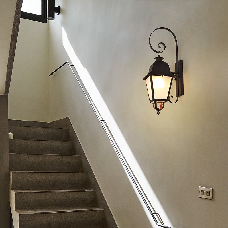 Applique murale LED luminaire e27 applique murale antique ip65 étanche antirouille en aluminium verre lanterne applique lanterne cour jardin balcon villa lumières décoratives 110-240v de 2026 ? $401.59 –P3