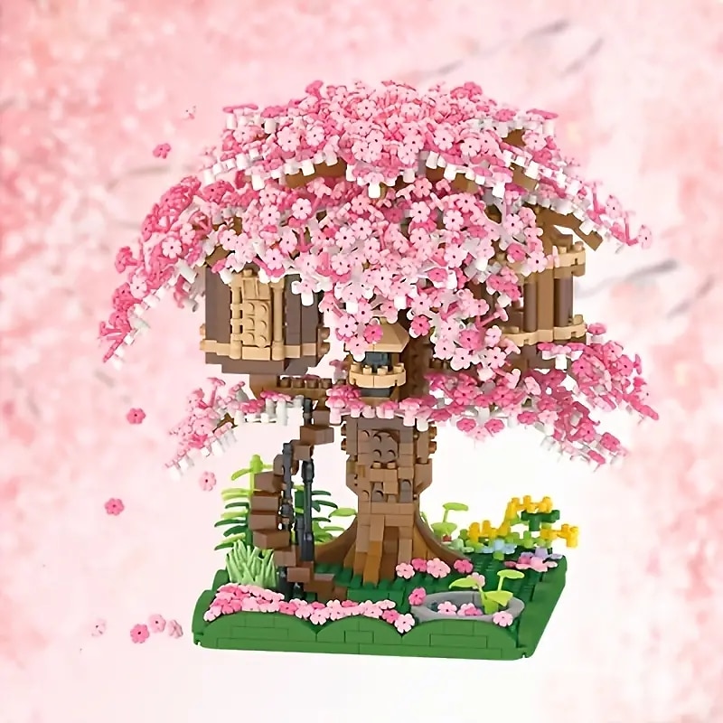 2028PCS Pink Sakura Tree House Building Blocks - Cherry Blossom DIYToys for Kids - Perfect Gift ldea! (Not Sets) 2025 - $41.99 –P11