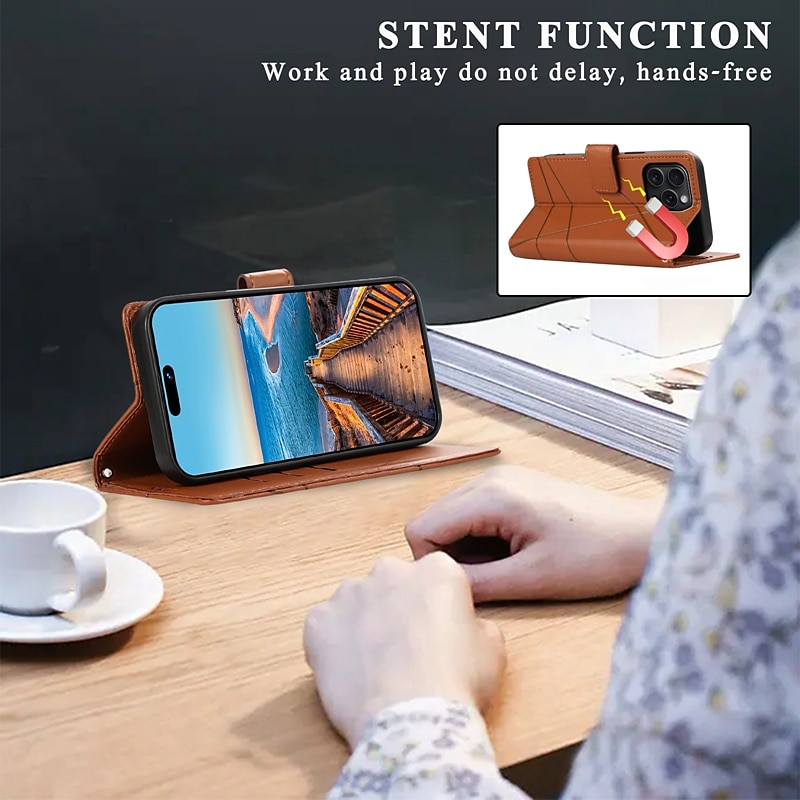 Phone Case For iPhone 16 iPhone 15 Pro Max Plus iPhone 14 13 12 11 Pro Max Mini SE X XR XS Max 8 7 Plus Wallet Case with Stand Holder Magnetic with Wrist Strap Retro TPU PU Leather 2025 - $15.99 –P9