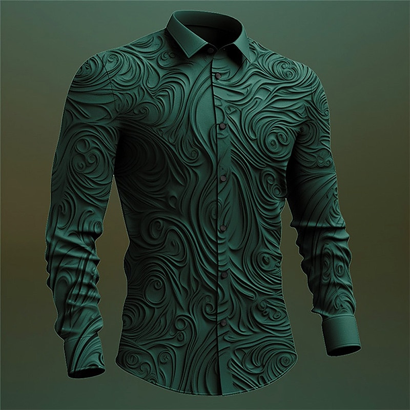 Hombre Tótem Camisa Abotonar la camisa Manga Larga Vintage Gótico Exterior Víspera de Todos los Santos Calle Otoño invierno Cuello Vuelto Botones Estampado Negro Morado Verde Trébol Color Caquí 2025 - $26.99 –P5