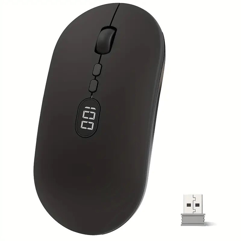 2025年 ワイヤレス軽量マウス バッテリー表示画面付き 2.4g スリムポータブルワイヤレスマウス ラップトップ用 充電式 コードレス サイレントクリック コンピュータマウス 最大 1600 dpi PC mac macbook office 用  コレクション – $33.99 -P7