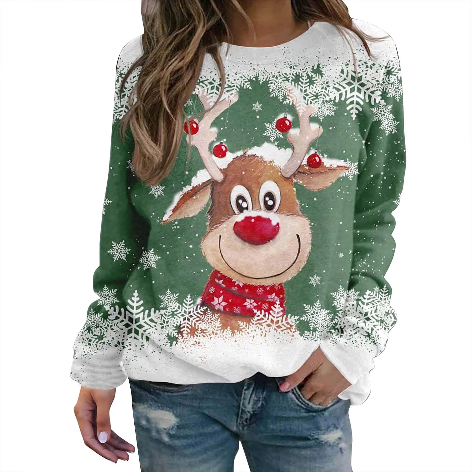 Navidad Reno Sudadera Pullover Sudadera navideña divertida Impresión 3D Estampado Gráfico Para Pareja Hombre Mujer Adulto Navidad Carnaval Mascarada Impresión 3D Fiesta Festival 2025 - $24.99 –P6