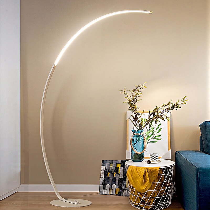 led arc מנורת רצפה מודרנית מינימליסטית פסנתר מנורת רצפה ניתנת לעמעום מנורת רצפה מעוקלת עיצוב חצי עיגול שולחן לילה מנורות קריאה עם שלט רחוק 2025 - $346.79 –P4