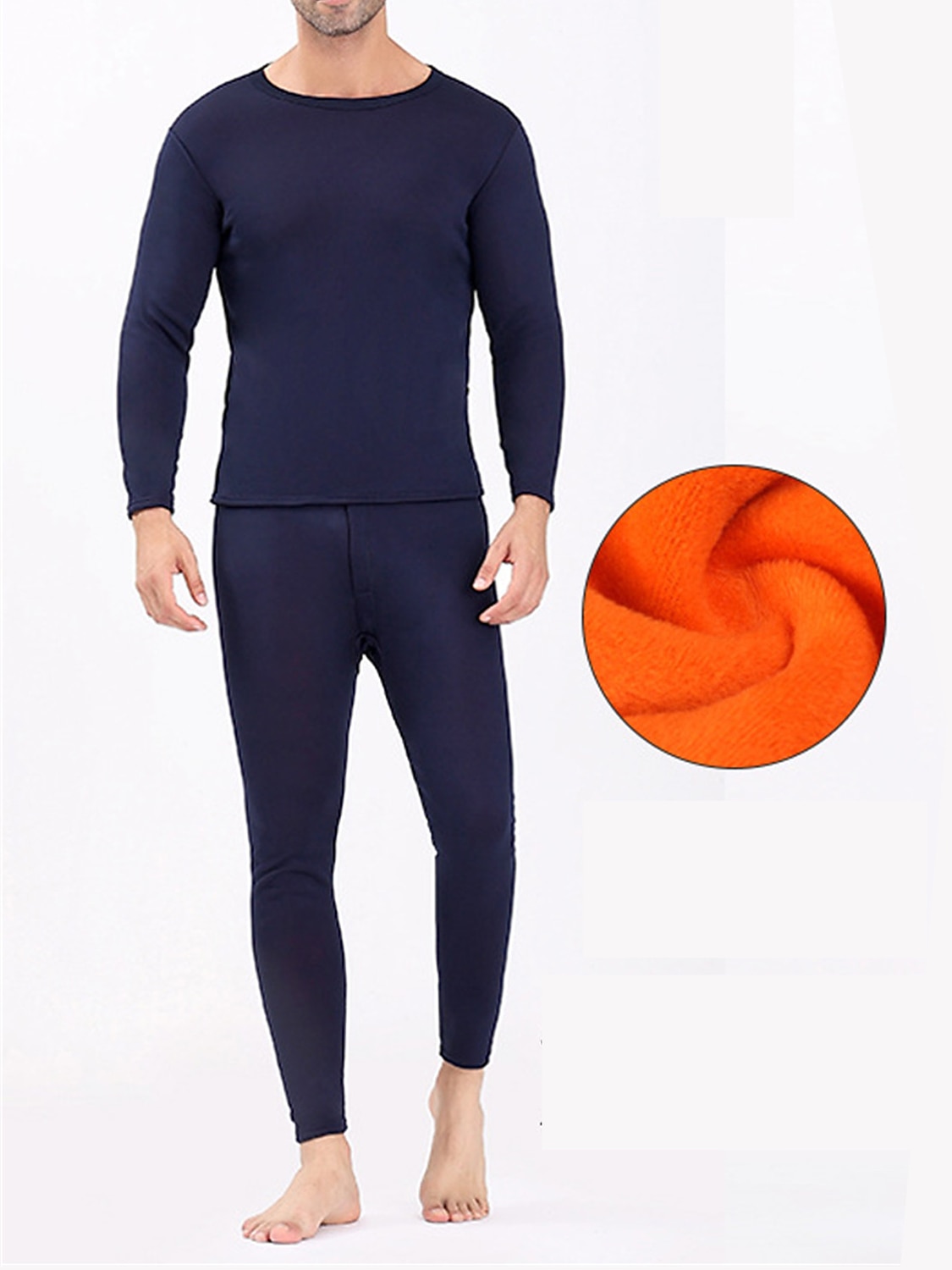 Men's Thermal Underwear Sleepwear Thermal Set 2 Pieces Plain Warm Fashion Casual Home Daily Bed Polyester Fleece Comfort Warm Soft Crew Neck Long Sleeve T shirt Tee Pant Fall Winter Black Red 2025 - $18.49 –P8