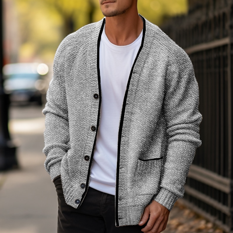 Per uomo Felpa Maglione corto Cardigan Maglione A coste Maglia Standard Lavorato a maglia Liscio A V Top caldi Contemporaneo moderno Da tutti i giorni Per uscire Abbigliamento Inverno Rosso bordeaux del 2025 a $26.99 –P1