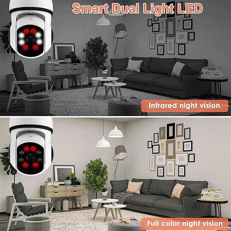 5G WIFI Surveillance 360 Rotate Auto Tracking Panoramic Camera Wireless E27 PTZ Camera CCTV IR Night Vision Motion Detection Two-Way Audio 2025 - $49.99 –P6