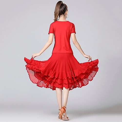 Λάτιν Χοροί Φούστες Πλισέ Με διαδοχικές σούρες Κυματοειδές Γυναικεία Επίδοση Εκπαίδευση Φυσικό Δίχτυ Mohair 2026 - $31.99 –P2