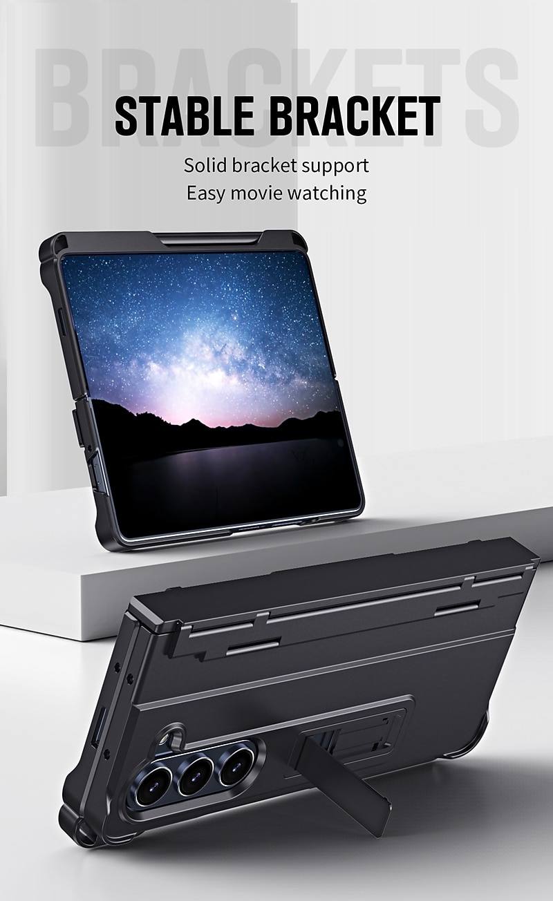 Phone Case For Samsung Galaxy Z Fold 6 Z Fold 5 Z Fold 4 Z Fold 3 Back Cover with Stand Holder with Screen Protector Magnetic Solid Color PC 2026 - $28.99 –P9