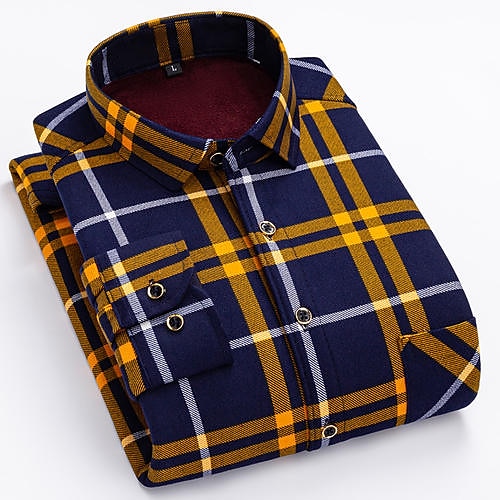 Per uomo Camicia elegante Camicia di flanella Camicia a quadri Camicia con Colletto Camicia con Bottoni Tartan Matrimonio Lavoro Giallo Rosso Blu Verde Manica Lunga Collo ripiegato Primavera Autunno del 2026 a $35.99 –P6