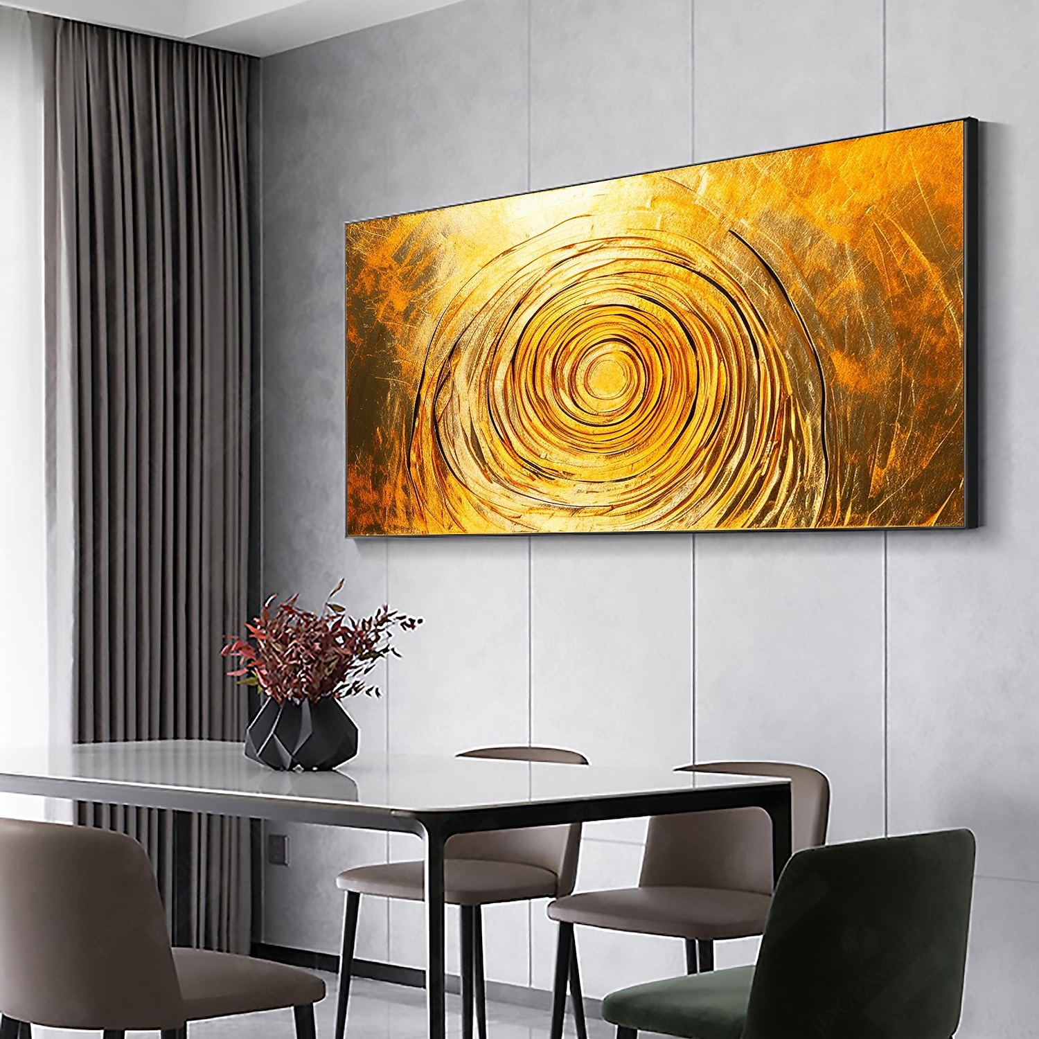 Handmade Oil Painting Canvas Wall Art Decor Original Skiing Gold Texture for Home Decor With Stretched Frame/Without Inner Frame Painting 2025 - $158.99 –P16
