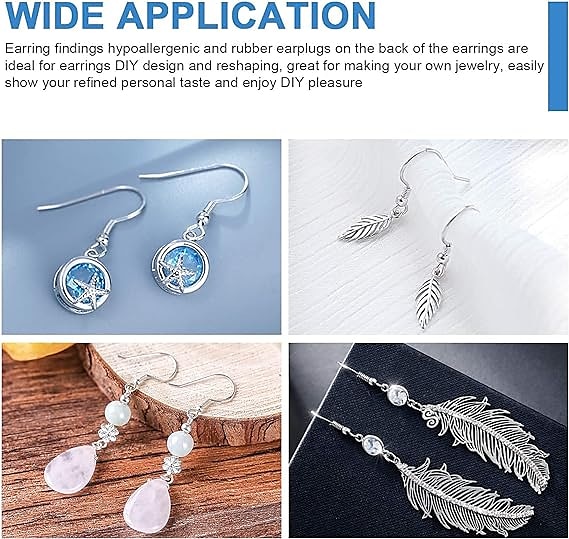 Ganci per orecchini in argento sterling 100 pezzi/50 paia di fili per le orecchie ganci per pesci parti di gioielli ipoallergenici con 100 pezzi posteriori per orecchini in silicone trasparente del 2026 a $9.99 –P5