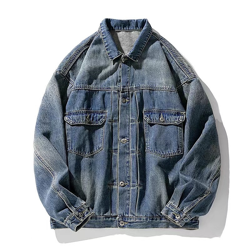 Men's Motorcycle Skulls Coat Jean Jacket Denim Jacket Breathable Comfortable Casual Sports & Outdoor Going out Weekend Buttons Print Fall & Winter Turndown Long Sleeve Black Blue 2025 - $60.99 –P4