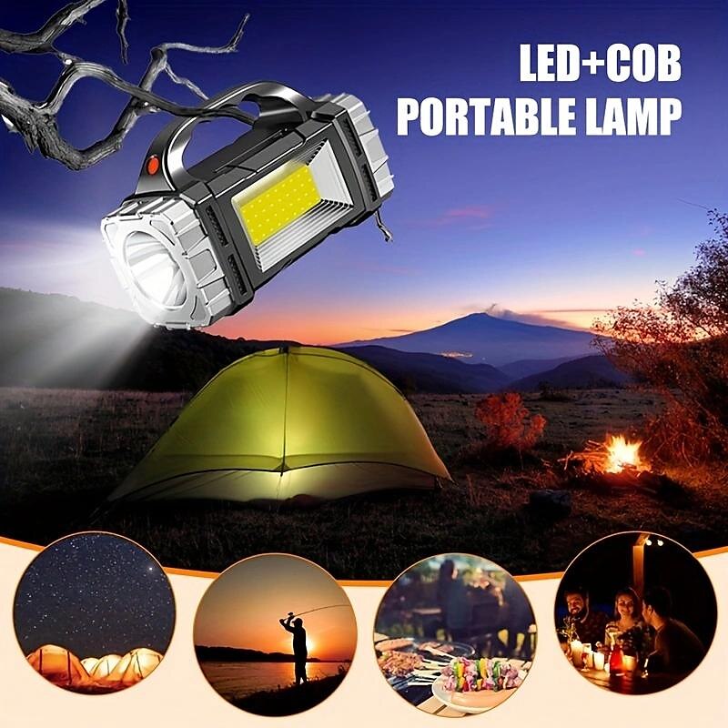 Luz portátil solar multifuncional, linterna led recargable por USB con luz lateral, resistente al agua, reflector, 1 ud. &Foco, linterna de mano para acampar al aire libre en casa, pescar, hacer 2025 - $20.99 –P6