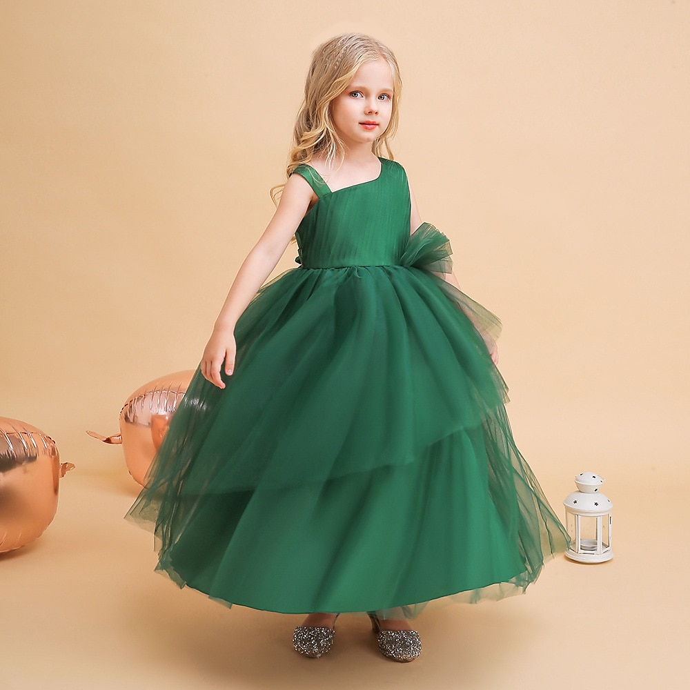 kinderkleidung Mädchen Party Kleid Feste Farbe Ärmellos Formal Leistung Hochzeit Rüschen Elegant Prinzessin Baumwolle Maxi abendkleider Blumenmädchenkleid Frühling Herbst Winter 4-12 Jahre Wei 2025 - $39.99 –P6