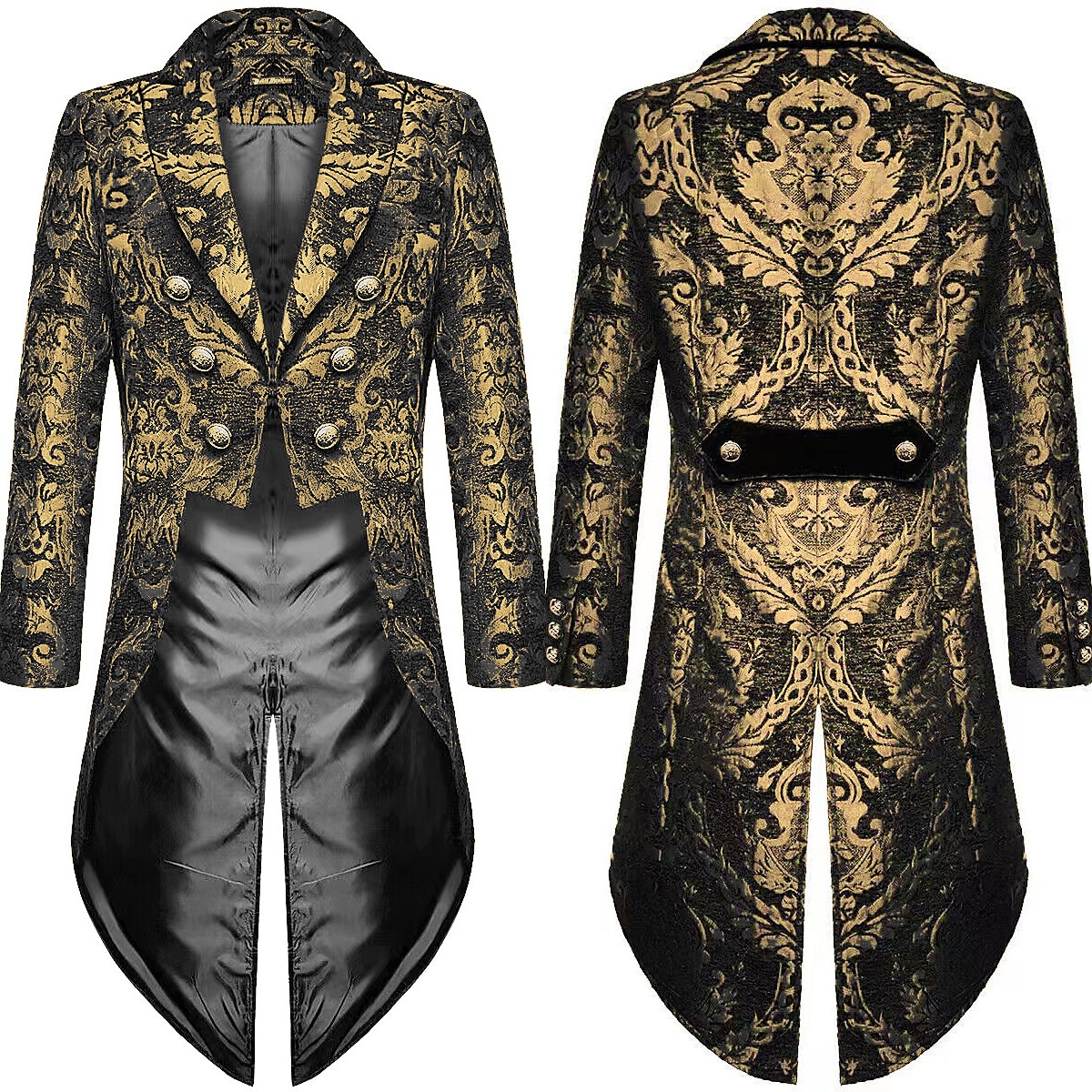 męska casualowa marynarka czarny złoty wampir gotycki plus size kurtka showman smoking frak sukienka surdut steampunk wiktoriański 2025 - $71.99 –P2