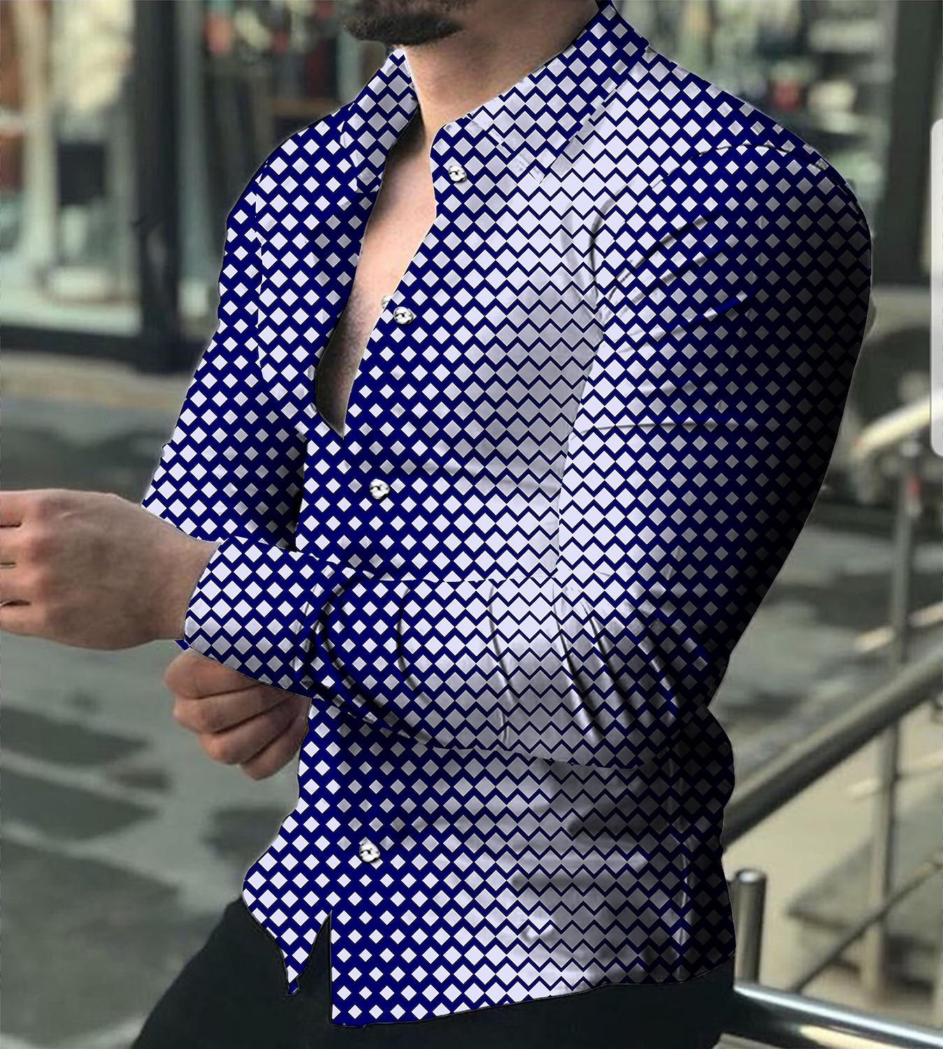 Per uomo Fantasia geometrica Geometrica Camicia Camicia con bottoni Manica lunga Di tendenza Originale Informale Giornaliero Per eventi Per uscire Primavera estate Collo ripiegabile Stampa 3D Bottone del 2025 a $26.99 –P2