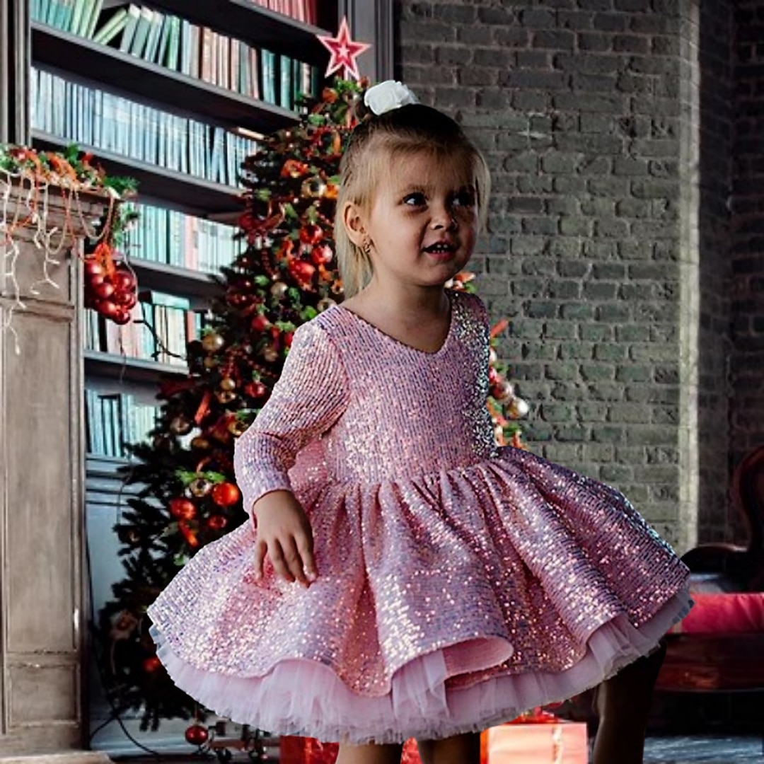 Kids Girls' Party Dress Solid Color Long Sleeve Formal Performance Wedding Mesh Princess Sweet Mesh Mid-Calf Sheath Dress Pink Princess Dress Tulle Dress Summer Spring Fall 2-12 Years 4-12 Years Pink 2025 - $73.99 –P9