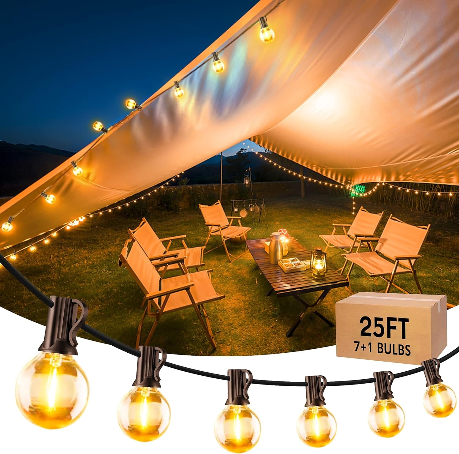 UL Certified Outdoor LED Bulb String Lights 98ft 30m String Lights Outdoor with Shatterproof G40 LED Bulbs Waterproof Hanging Patio Lighting for Christmas Patio House Backyard Balcony Party 2025 - $20.99 –P5