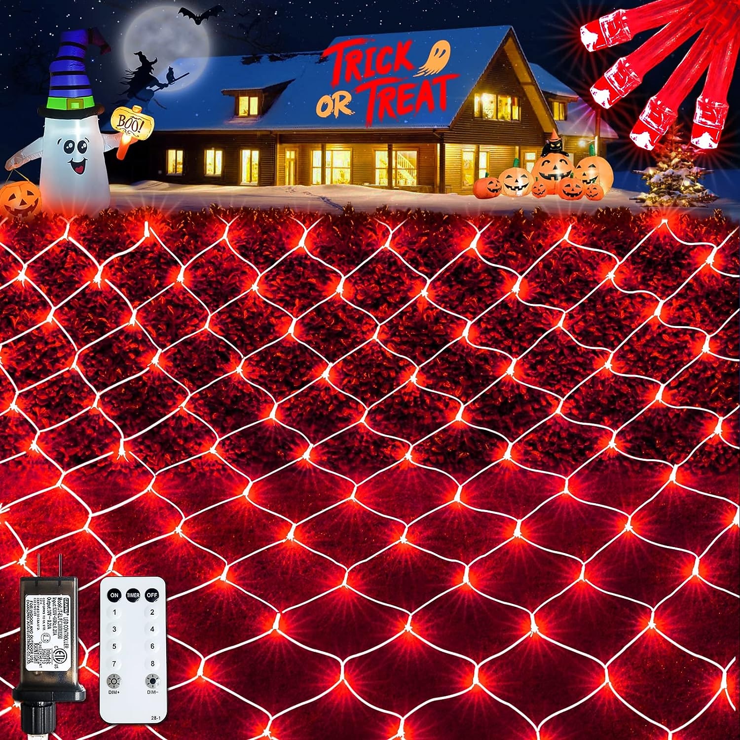 julepynt nettlys lavspent sikkerhetsplugg 8 funksjon fjernkontroll bryllup ferie halloween innendørs og utendørs dekorasjon 6 * 4m 672led/3 * 2m 192led/1,5 * 1,5m-96led 2025 - $37.99 –P4
