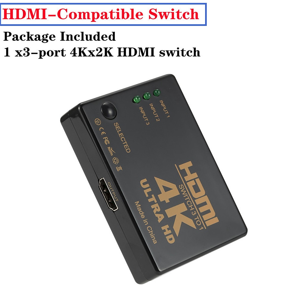 4k 2k 3x1 кабельный разветвитель hdmi адаптер видеопереключателя hd 1080p 3 входа 1 выходной порт HDMI-концентратор для xbox ps4 dvd hdtv ПК ноутбук ТВ 2025 - $15.99 –P4