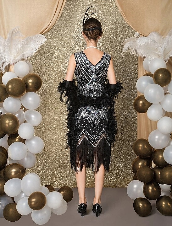 Ordító 20-as évek 1920-as évek Térdig érő Flapper ruha Ruhák Koktélruha A nagy Gatsby Esküvői Vendég Flitter Kollázs Jelmez Női Esküvő Parti Esküvői vendég Felnőttek Hazatérő ruhák 2025 - $45.99 –P6