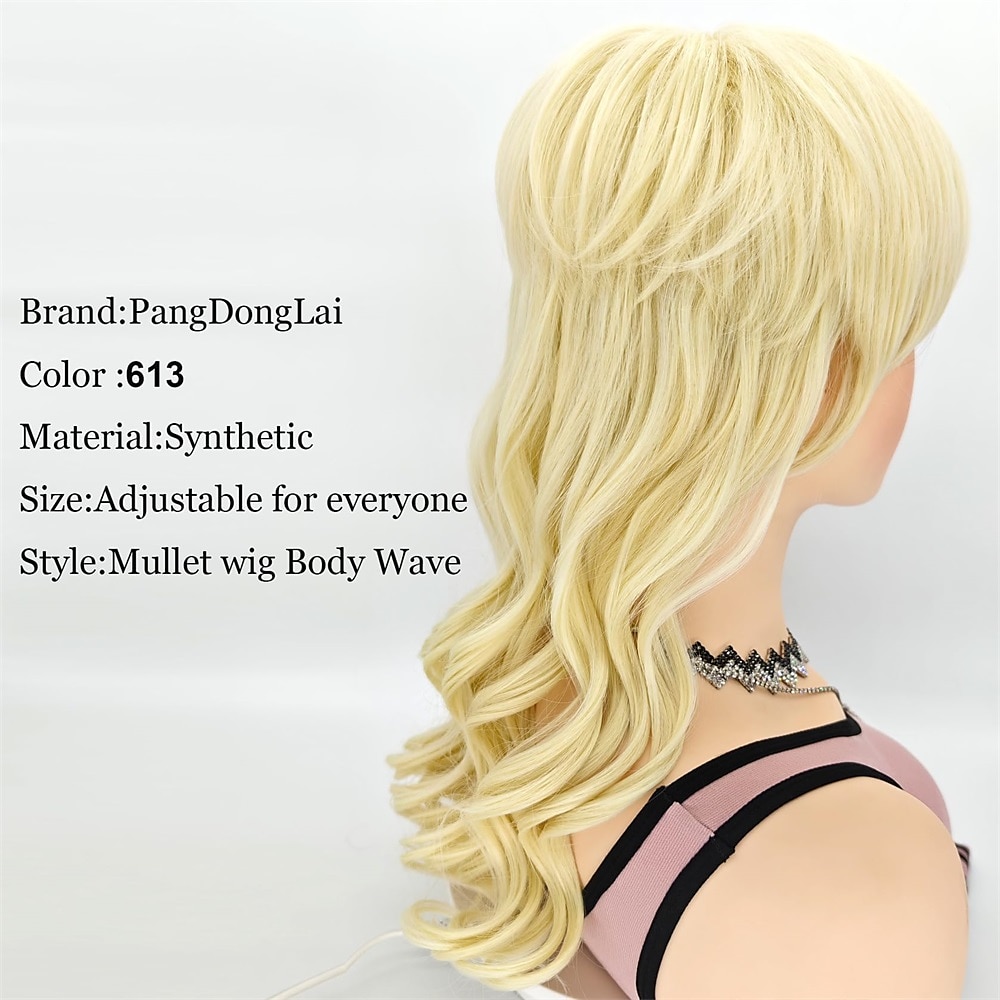 Daily Use 20inch Body Wave Synthetic Heat Resistant Hair Replacement Wigs Halloween Cosplay Wig 80s90s Mullet Wigs for Women Mullet Pixie Cut Wig With Bangs Christmas Party Wigs 2025 - $31.99 –P3