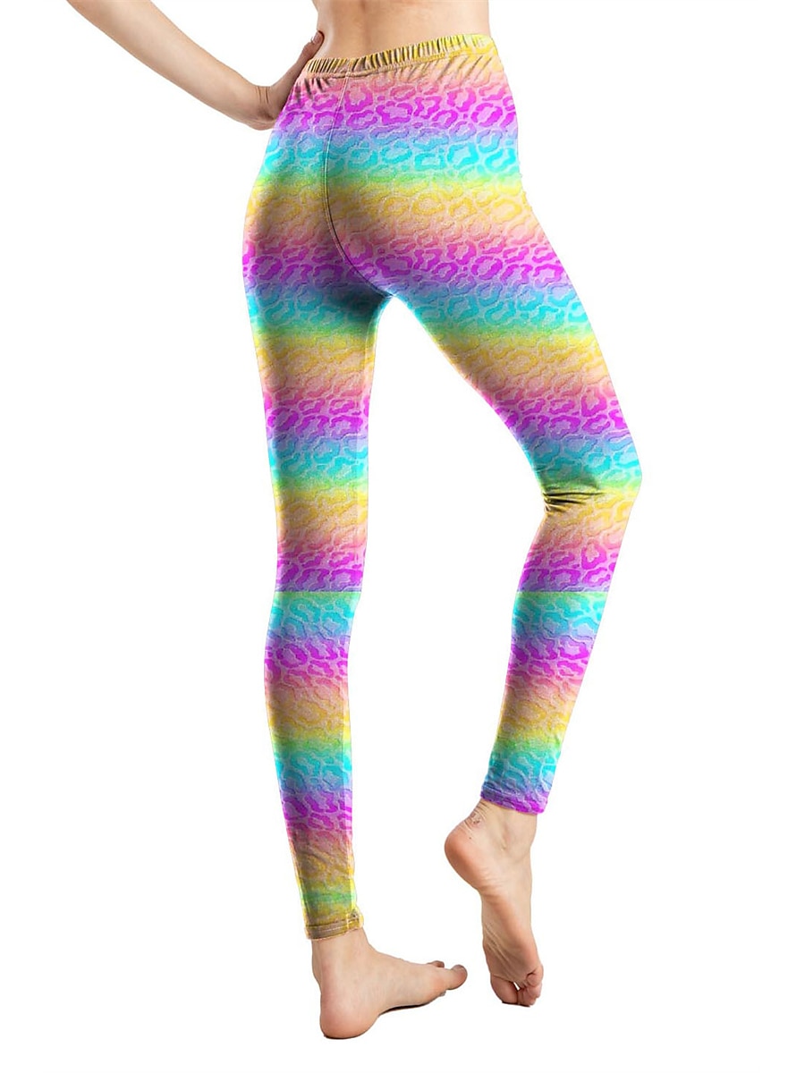 Women's Leggings Active Fashion Full Length High Waist Leopard Gradient Snake Print Elastic Waist Print Breathable Soft Comfortable Micro-elastic Outdoor Vacation Home Leopard Print 0358 blue and 2025 - $13.99 –P12