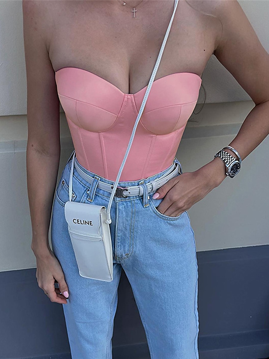 kvinnors shapewear ren färg korsetter street date gå ut andas bandeau ärmlös rygglös sommar vår hem outfits 2025 - $15.99 –P9