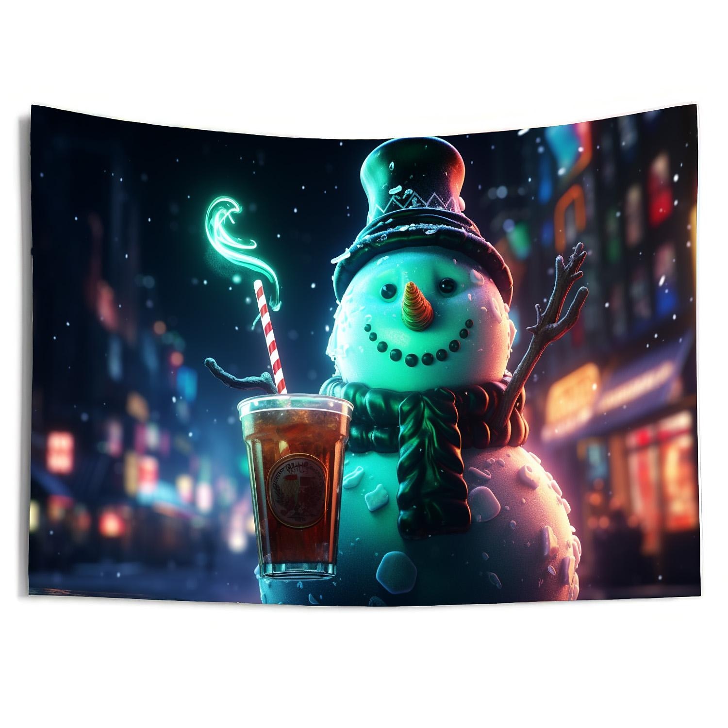 juldekorationer blacklight gobeläng uv reaktivt sken i mörkret snögubbe xmas trippy bar dimmigt hängande gobeläng väggkonst väggmålning för vardagsrum sovrum 2025 - $20.99 –P19