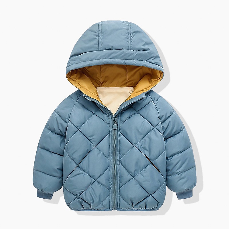 Děti Unisex Mikina s kapucí Svrchní oděvy Dětská bunda Puffer Jacket Pevná barva Dlouhý rukáv Zip Kabát Venkovní Bavlna Rozkošný Denní Bavlněný kabát ve tvaru diamantu-béžový Fleece bavlněný kabát ve 2025 - $23.99 –P6