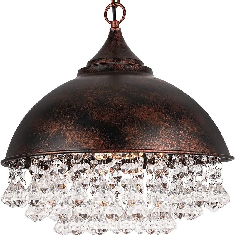 Подвесная люстра с маленькими блестящими хрустальными бусинами, кованое железо, ретро-индустриальный стиль, с одной регулируемой цепочкой, черный 110-240В 2026 - $172.99 –P1