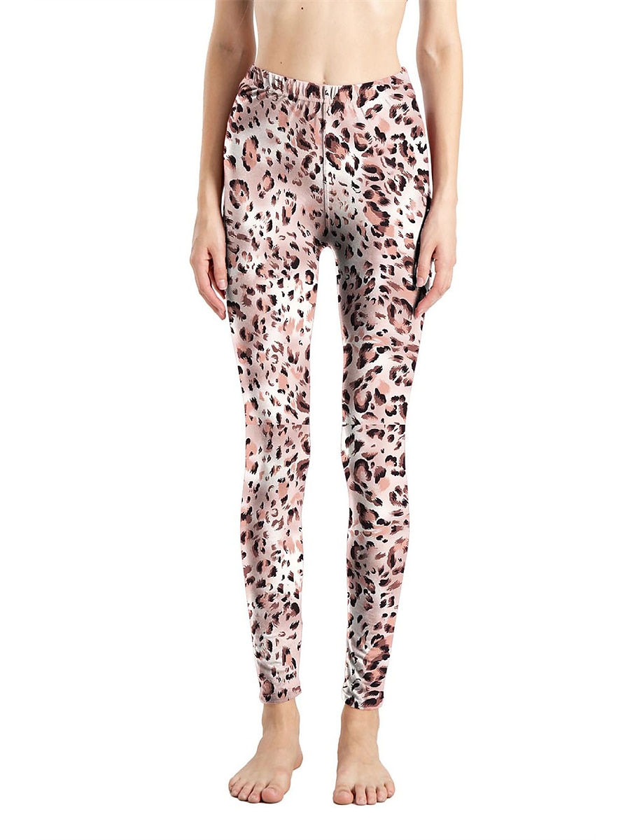 Women's Leggings Active Fashion Full Length High Waist Leopard Gradient Snake Print Elastic Waist Print Breathable Soft Comfortable Micro-elastic Outdoor Vacation Home Leopard Print 0358 blue and 2025 - $13.99 –P30